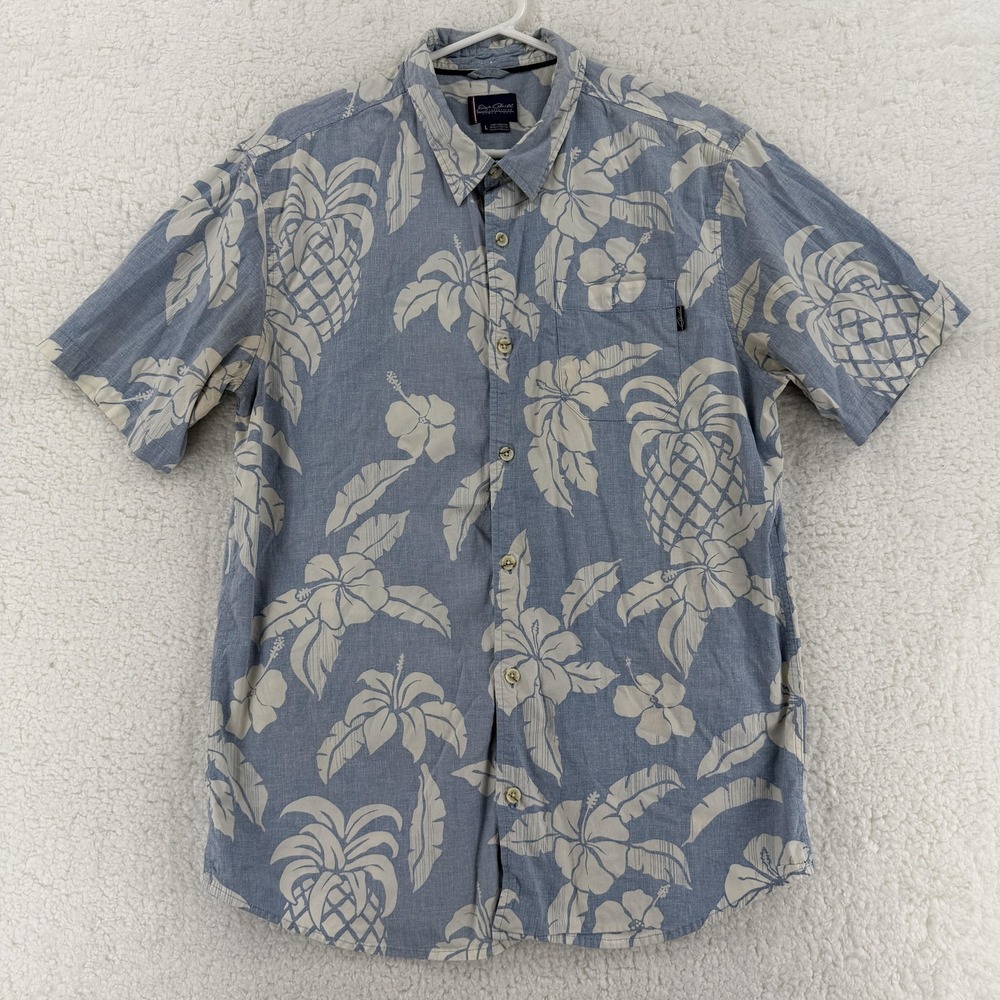 Jack O'Neill Shirt Mens Large Blue Hawaiian Aloha Floral Button Front Casual - Picture 1 of 6